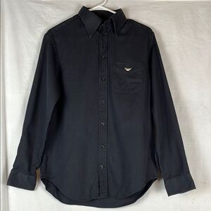 Black Emporio Armani Cotton Long Sleeve Button Up Shirt